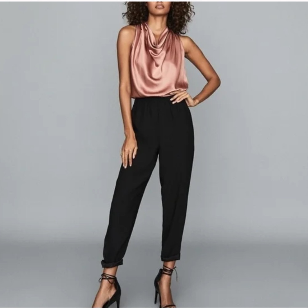 Reiss Harley Drape Bow Back Jumpsuit NWT